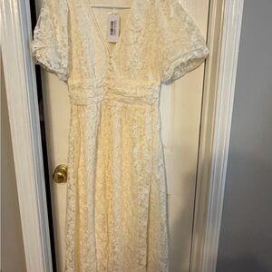 Baltic Born Cream Lace Midi Dress